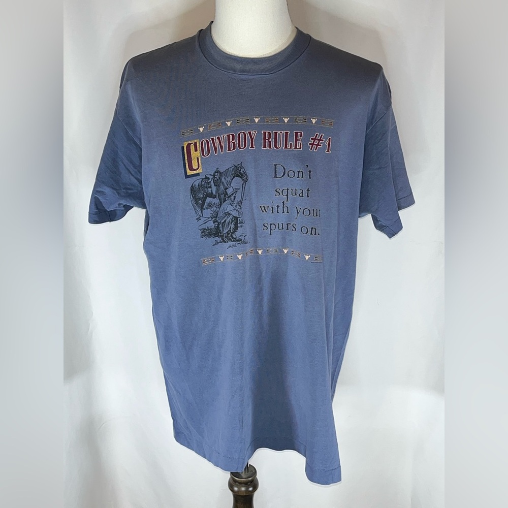 Fruit of the Loom Cowboy Rule #1  Single Stitch Vintage  90’s T-Shirt XL